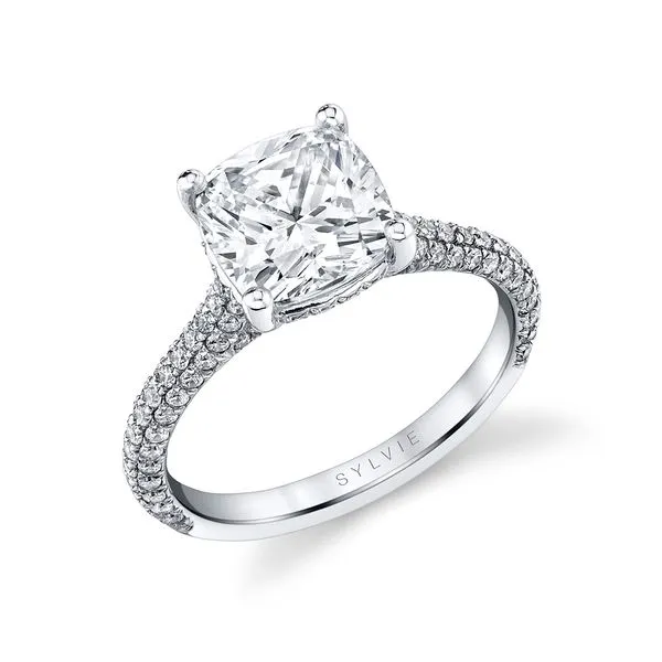 Women's Cushion Cut Hidden Halo Pave Engagement Ring - Peighton Diamond Showcase Longview, WA