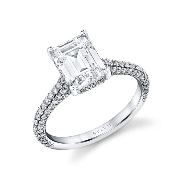 Women's Emerald Cut Hidden Halo Pave Engagement Ring - Peighton Diamond Showcase Longview, WA