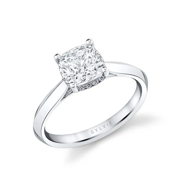 Women's Cushion Cut Hidden Halo Solitaire Engagement Ring - Fae Diamond Showcase Longview, WA