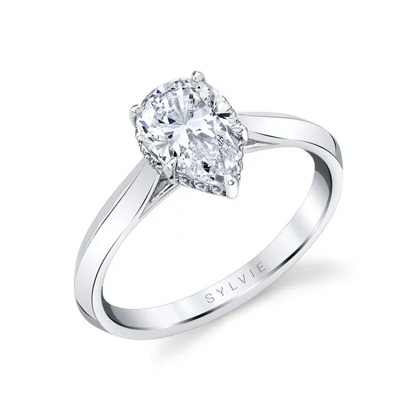 Women's Pear Shaped Hidden Halo Solitaire Engagement Ring - Fae Diamond Showcase Longview, WA