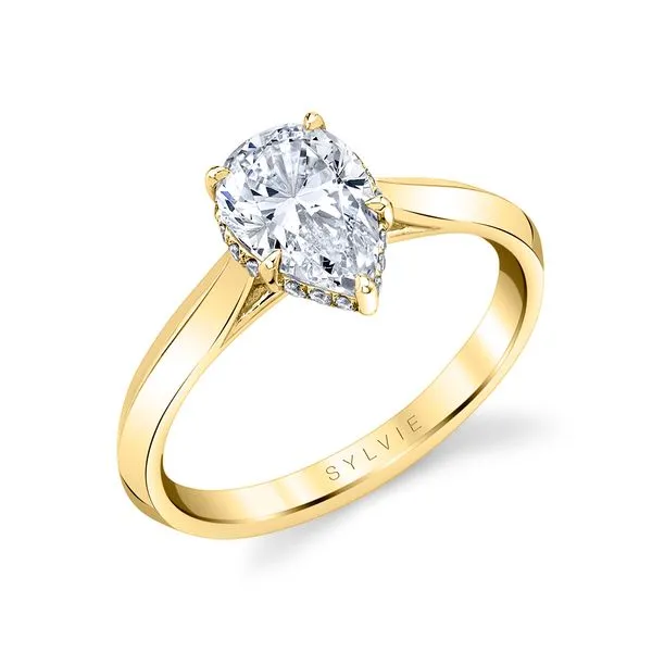 Women's Pear Shaped Hidden Halo Solitaire Engagement Ring - Fae Diamond Showcase Longview, WA