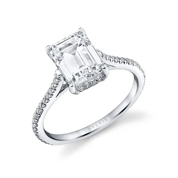 Women's Emerald Cut Classic Hidden Halo Engagement Ring - Steffi Fairfield Center Jewelers Fairfield, CT