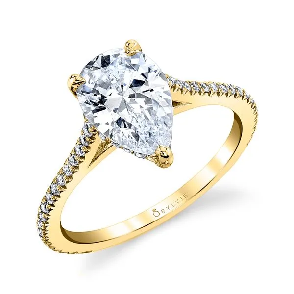 Women's Pear Shaped Classic Hidden Halo Engagement Ring - Steffi D'Errico Jewelry Scarsdale, NY