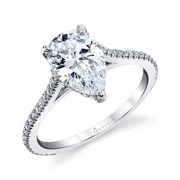 Women's Pear Shaped Classic Hidden Halo Engagement Ring - Steffi Castle Couture Fine Jewelry Manalapan, NJ