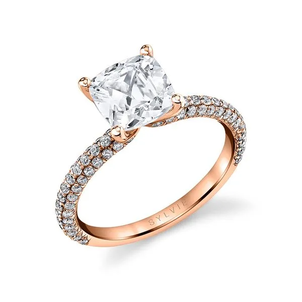Women's Cushion Cut Classic Pave Engagement Ring - Braylin Diamond Showcase Longview, WA