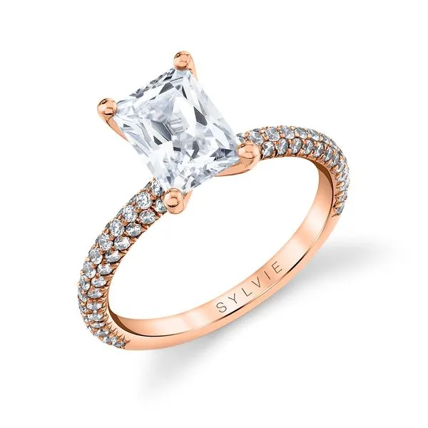 Women's Radiant Cut Classic Pave Engagement Ring - Braylin Diamond Showcase Longview, WA