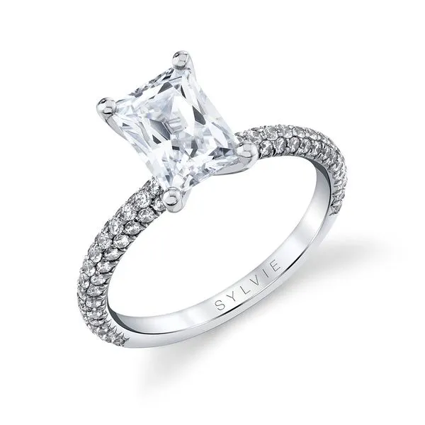 Women's Radiant Cut Classic Pave Engagement Ring - Braylin Diamond Showcase Longview, WA