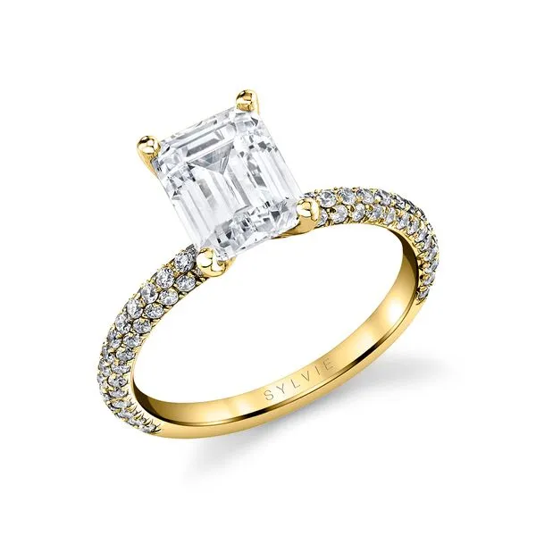 Women's Emerald Cut Classic Pave Engagement Ring - Braylin Mitchell's Jewelry Norman, OK