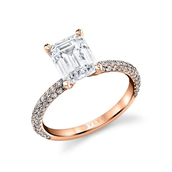 Women's Emerald Cut Classic Pave Engagement Ring - Braylin Diamond Showcase Longview, WA