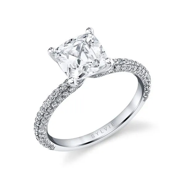 Women's Cushion Cut Classic Pave Engagement Ring - Braylin Diamond Showcase Longview, WA