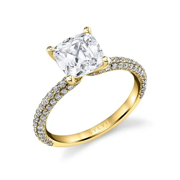 Women's Cushion Cut Classic Pave Engagement Ring - Braylin Diamond Showcase Longview, WA