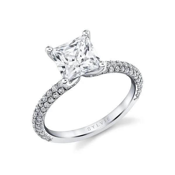 Women's Princess Cut Classic Pave Engagement Ring - Braylin Diamond Showcase Longview, WA