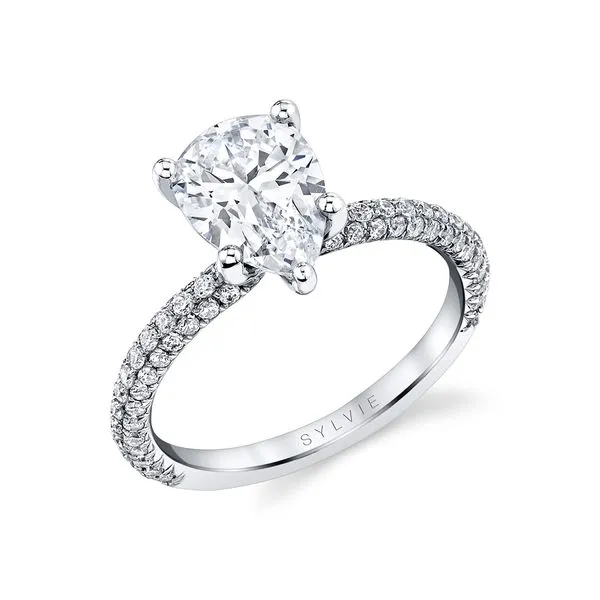 Women's Pear Shaped Classic Pave Engagement Ring - Braylin Diamond Showcase Longview, WA