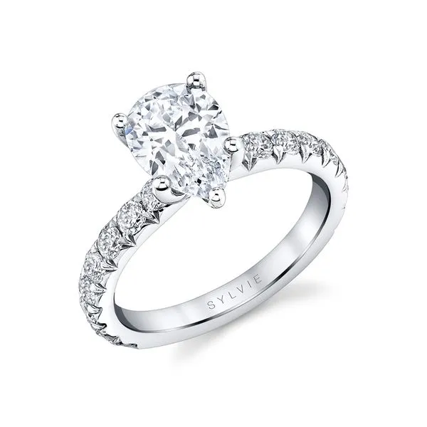 Women's Pear Shaped Classic Wide Band Engagement Ring - Marlise Diamond Showcase Longview, WA