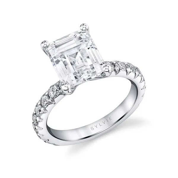 Women's Emerald Cut Classic Wide Band Engagement Ring - Marlise Diamond Showcase Longview, WA