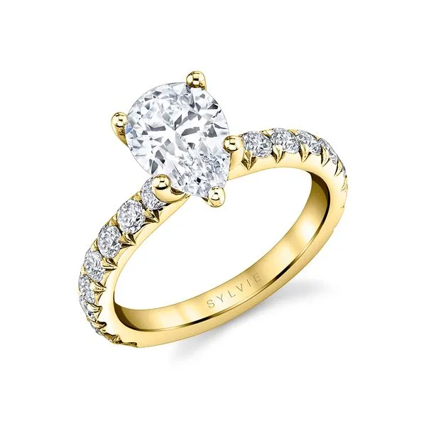 Women's Pear Shaped Classic Wide Band Engagement Ring - Marlise Diamond Showcase Longview, WA