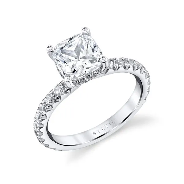 Women's Cushion Cut Classic Wide Band Engagement Ring - Malencia Stuart Benjamin & Co. Jewelry Designs San Diego, CA