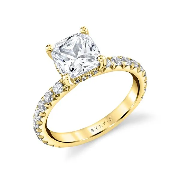 Women's Cushion Cut Classic Wide Band Engagement Ring - Malencia Stuart Benjamin & Co. Jewelry Designs San Diego, CA