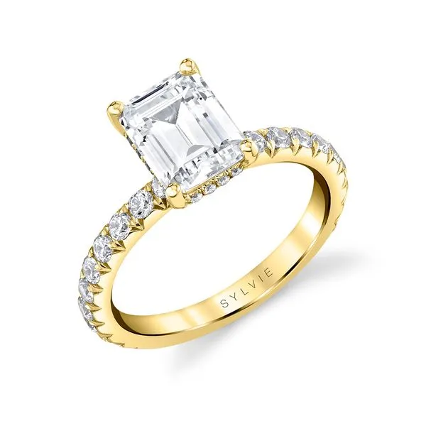 Women's Emerald Cut Classic Wide Band Engagement Ring - Malencia D'Errico Jewelry Scarsdale, NY
