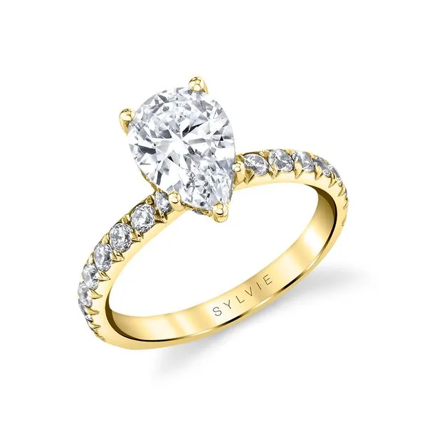 Women's Pear Shaped Classic Wide Band Engagement Ring - Malencia Diamond Showcase Longview, WA