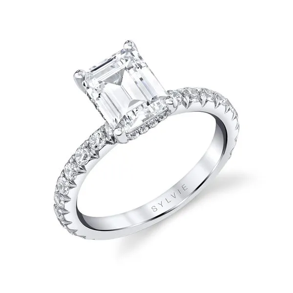 Women's Emerald Cut Classic Wide Band Engagement Ring - Malencia Diamond Showcase Longview, WA