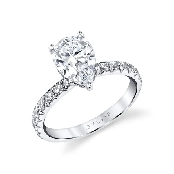 Women's Pear Shaped Classic Wide Band Engagement Ring - Malencia Diamond Showcase Longview, WA