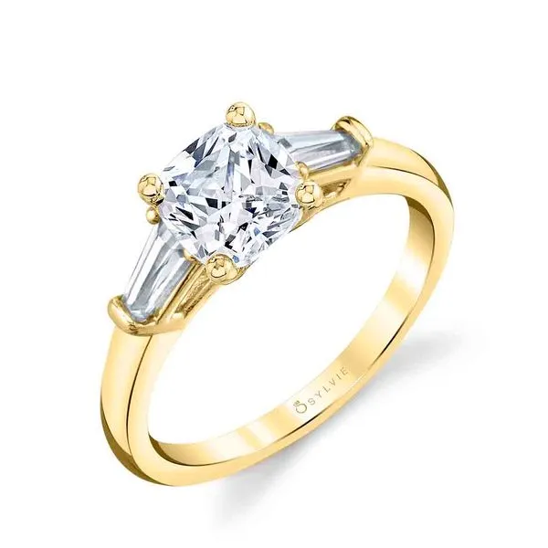 Women's Cushion Cut Three Stone Engagement Ring with Baguettes - Nicolette Diamond Showcase Longview, WA