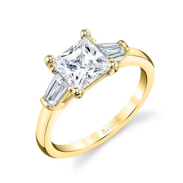 Women's Princess Cut Three Stone Engagement Ring with Baguettes - Nicolette Diamond Showcase Longview, WA