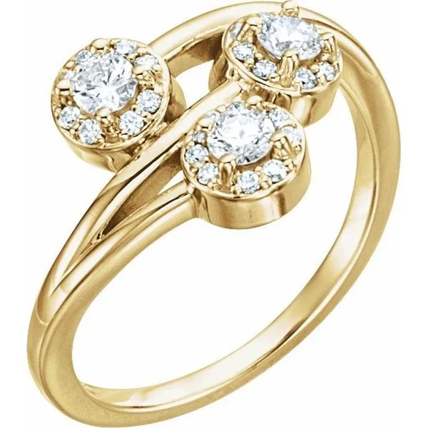 Halo-Style Three-Stone Ring Image 3 Milan's Jewelry Inc Sarasota, FL