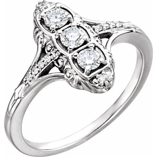 Vintage-Inspired Three-Stone Ring Hopman Jewelers Elkhart, IN