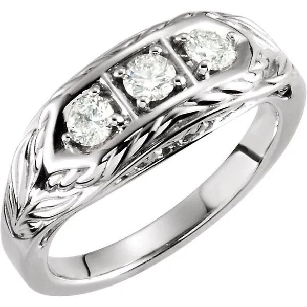 Three-Stone Leaf Ring Jewelry Design Studio Jensen Beach, FL