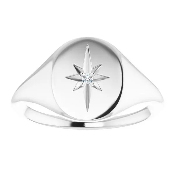 Oval Starburst Signet Ring Image 3 James & Williams Jewelers Berwyn, IL