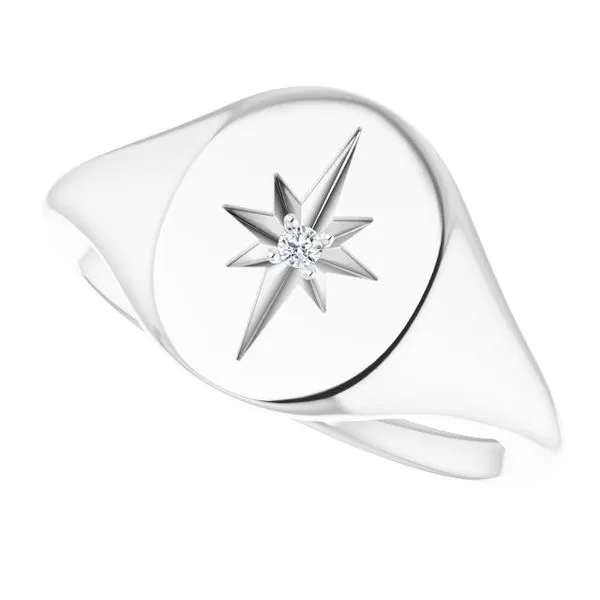 Oval Starburst Signet Ring Image 5 Hopman Jewelers Elkhart, IN