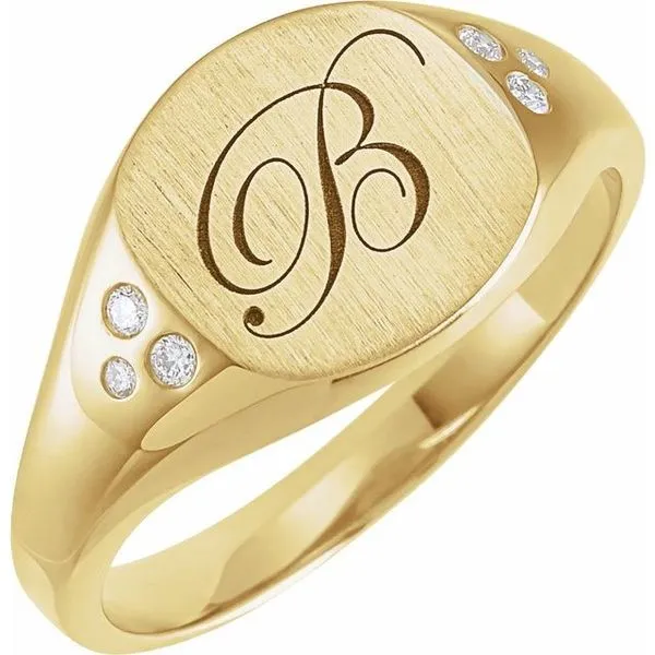Engravable Square Signet Ring Image 4 Milan's Jewelry Inc Sarasota, FL