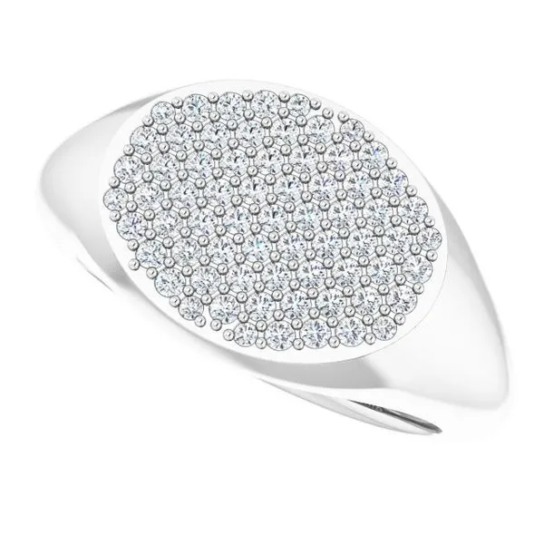 Pave'-Style Cluster Signet Ring Image 5 Milan's Jewelry Inc Sarasota, FL
