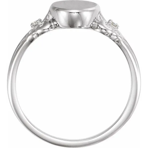 Oval Fleur-de-lis Signet Ring Image 2 Milan's Jewelry Inc Sarasota, FL