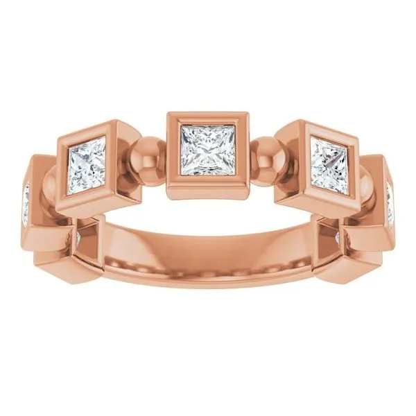 Beaded Bezel-Set Anniversary Band Image 3 Gold'N Creations Gretna, LA