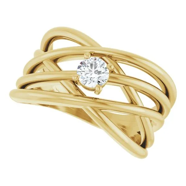 Solitaire Criss-Cross Ring Image 5 Milan's Jewelry Inc Sarasota, FL