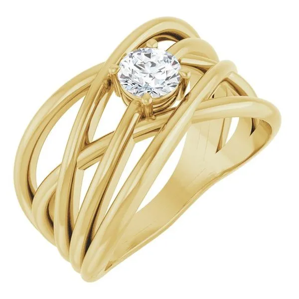 Solitaire Criss-Cross Ring Diny's Jewelers Middleton, WI