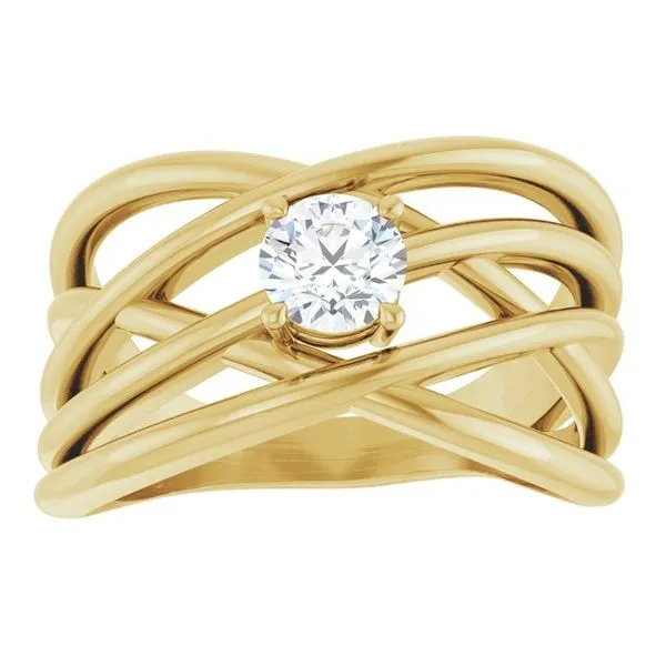 Solitaire Criss-Cross Ring Image 3 Milan's Jewelry Inc Sarasota, FL