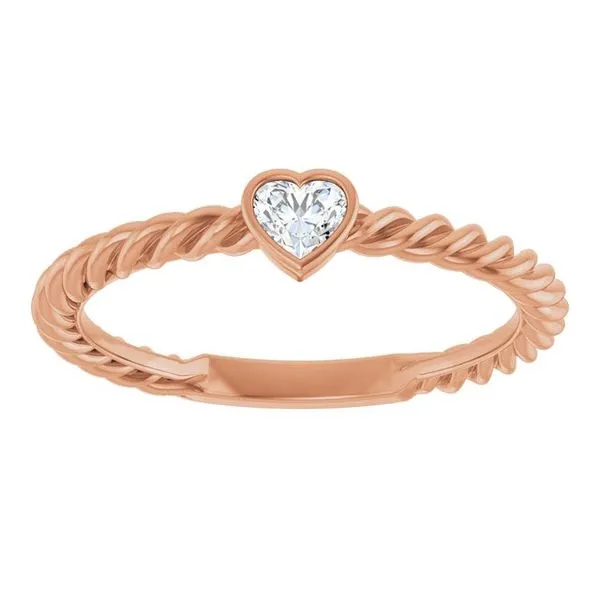 Stackable Bezel-Set Heart Rope Ring Image 3 J. Meredith Jewelers Delafield, WI