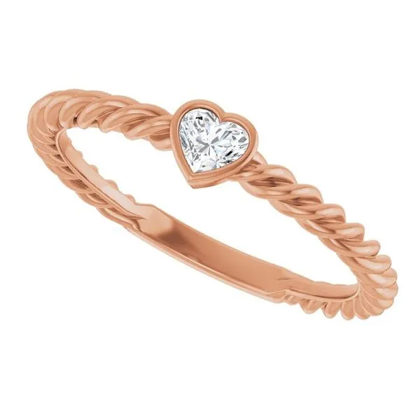 Stackable Bezel-Set Heart Rope Ring Image 5 Rasmussen Jewelers Spanish Fork, UT