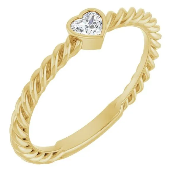 Stackable Bezel-Set Heart Rope Ring J. Meredith Jewelers Delafield, WI