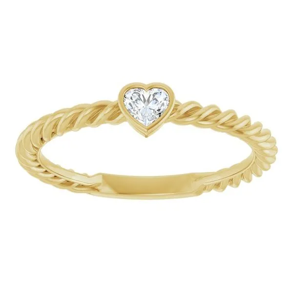Stackable Bezel-Set Heart Rope Ring Image 3 Cherry Street Jewelers Tulsa, OK