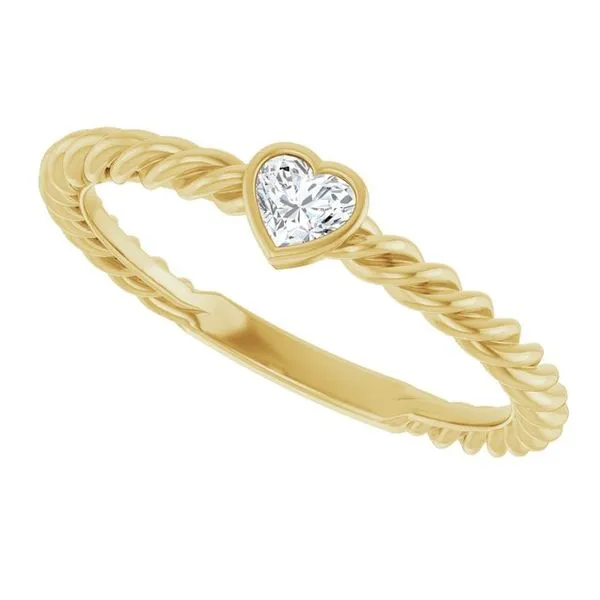 Stackable Bezel-Set Heart Rope Ring Image 5 Cherry Street Jewelers Tulsa, OK