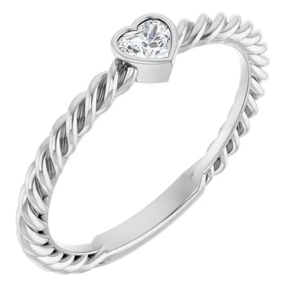 Stackable Bezel-Set Heart Rope Ring Milan's Jewelry Inc Sarasota, FL