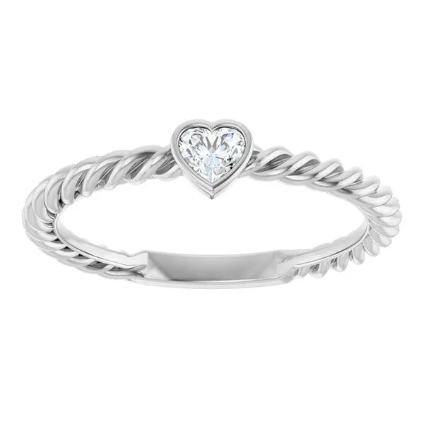 Stackable Bezel-Set Heart Rope Ring Image 3 J. Meredith Jewelers Delafield, WI