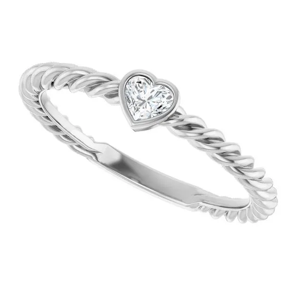 Stackable Bezel-Set Heart Rope Ring Image 5 Cherry Street Jewelers Tulsa, OK
