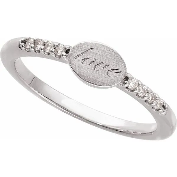 Engravable Accented Signet Ring Image 2 L & L jewelers Scarborough, ME