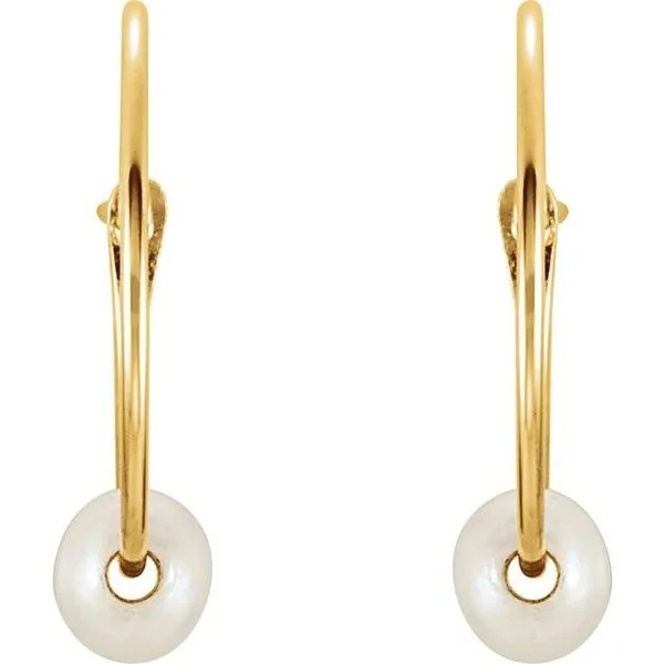 Youth Pearl Huggie Earrings Image 2 J. Meredith Jewelers Delafield, WI